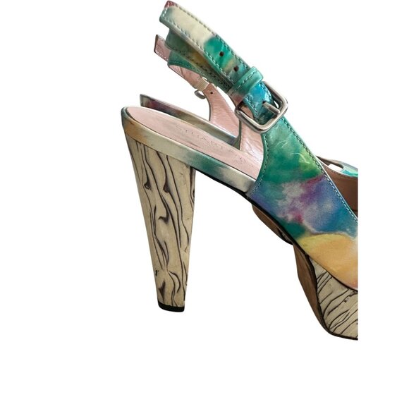 STUART WEITZMAN Multicolor Patent Leather Slingback Platform Heels Size 6 - Picture 8 of 9
